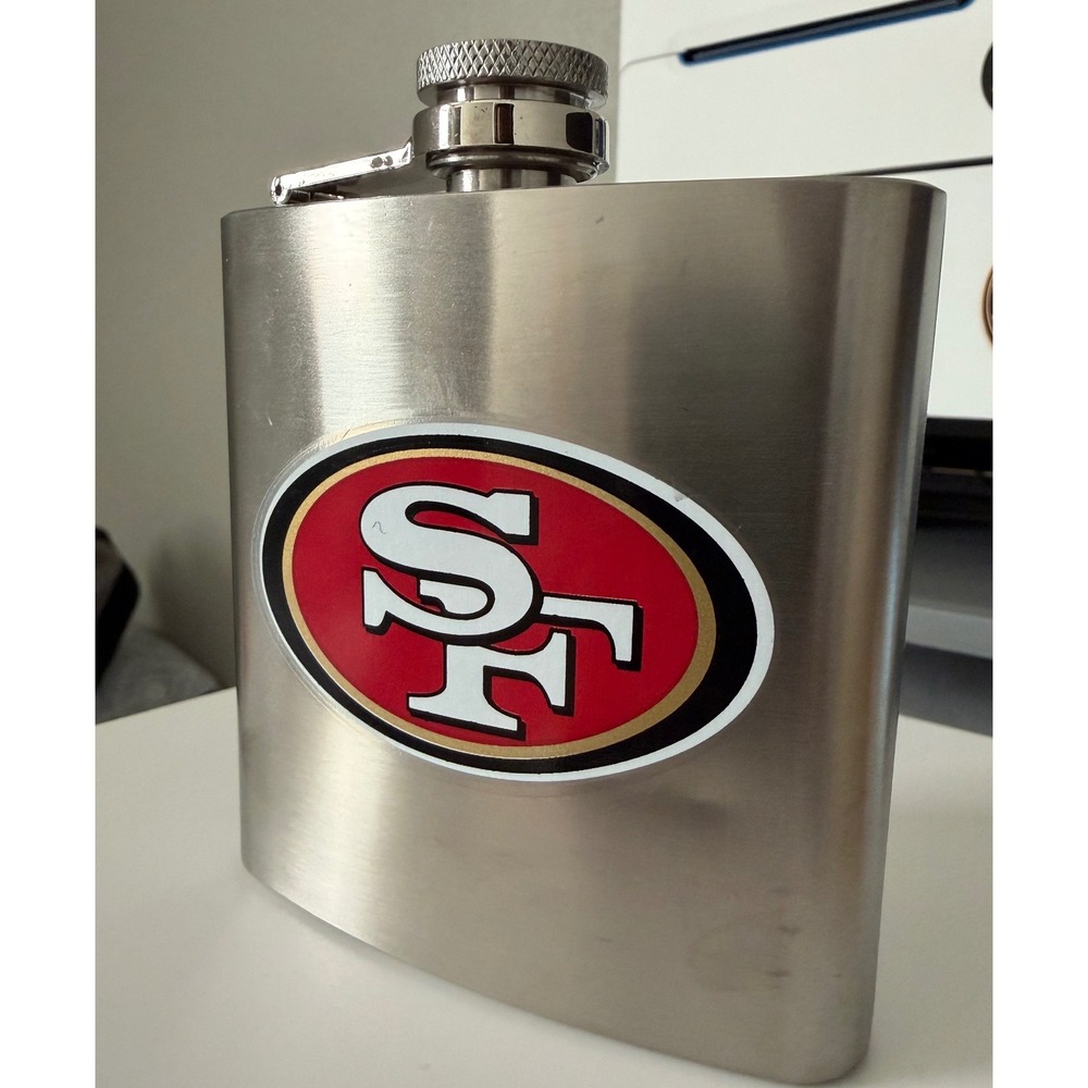 San Francisco 49ers Stainless Steel Hip Flask 6oz NFL Football Fan Gear Logo